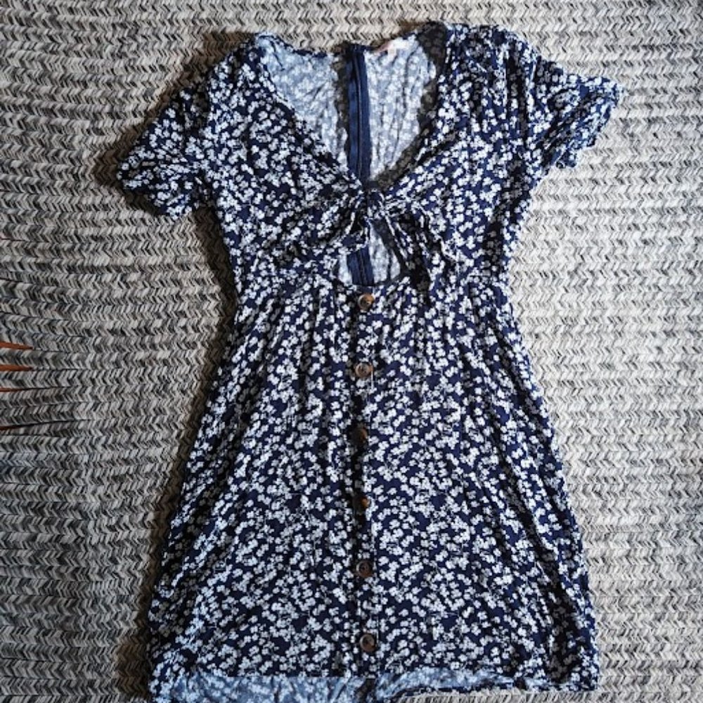 Lottie Moss Tie Front Button Down Mini Dress